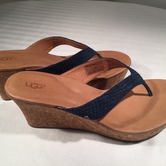 UGG Shoes - UGG Australia Natassia Navy Blue Wedge Sandal